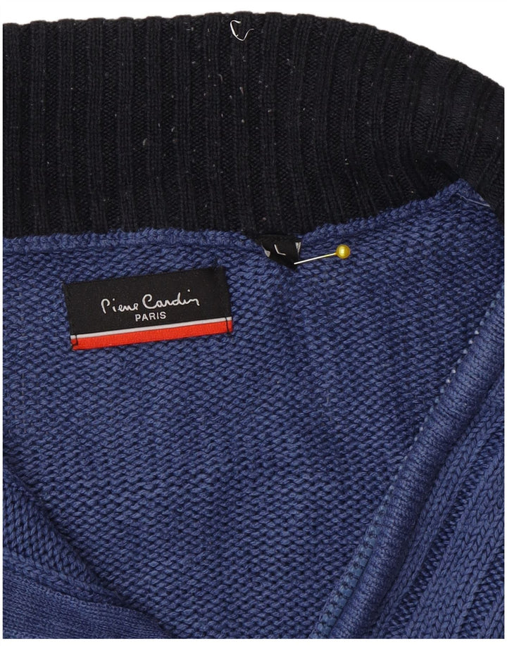 Pierre Cardin Herre Zip Neck trøje Sweater Large Blue