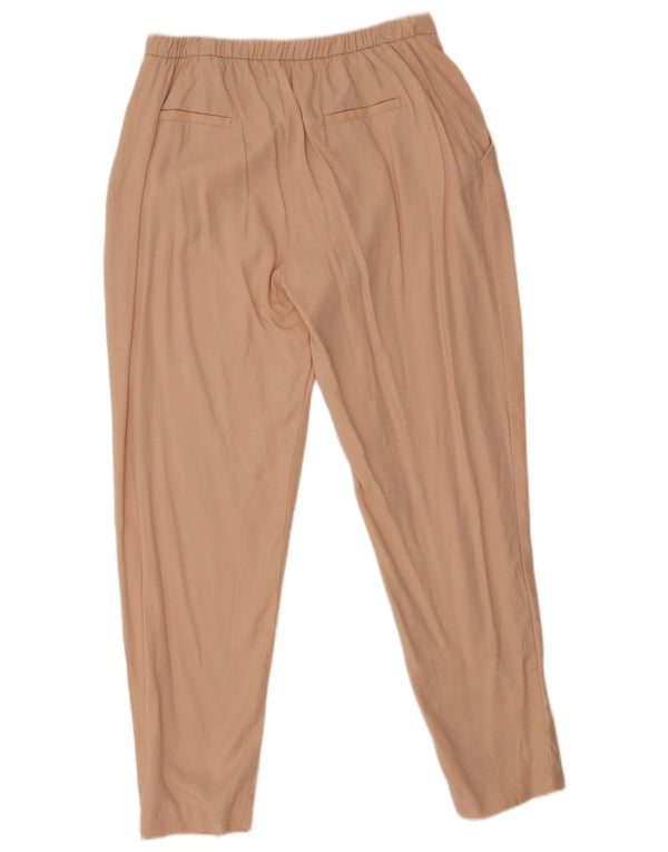 Zara Dame tilspidsede Casual Bukser Large W30 L27 Beige Lyocell