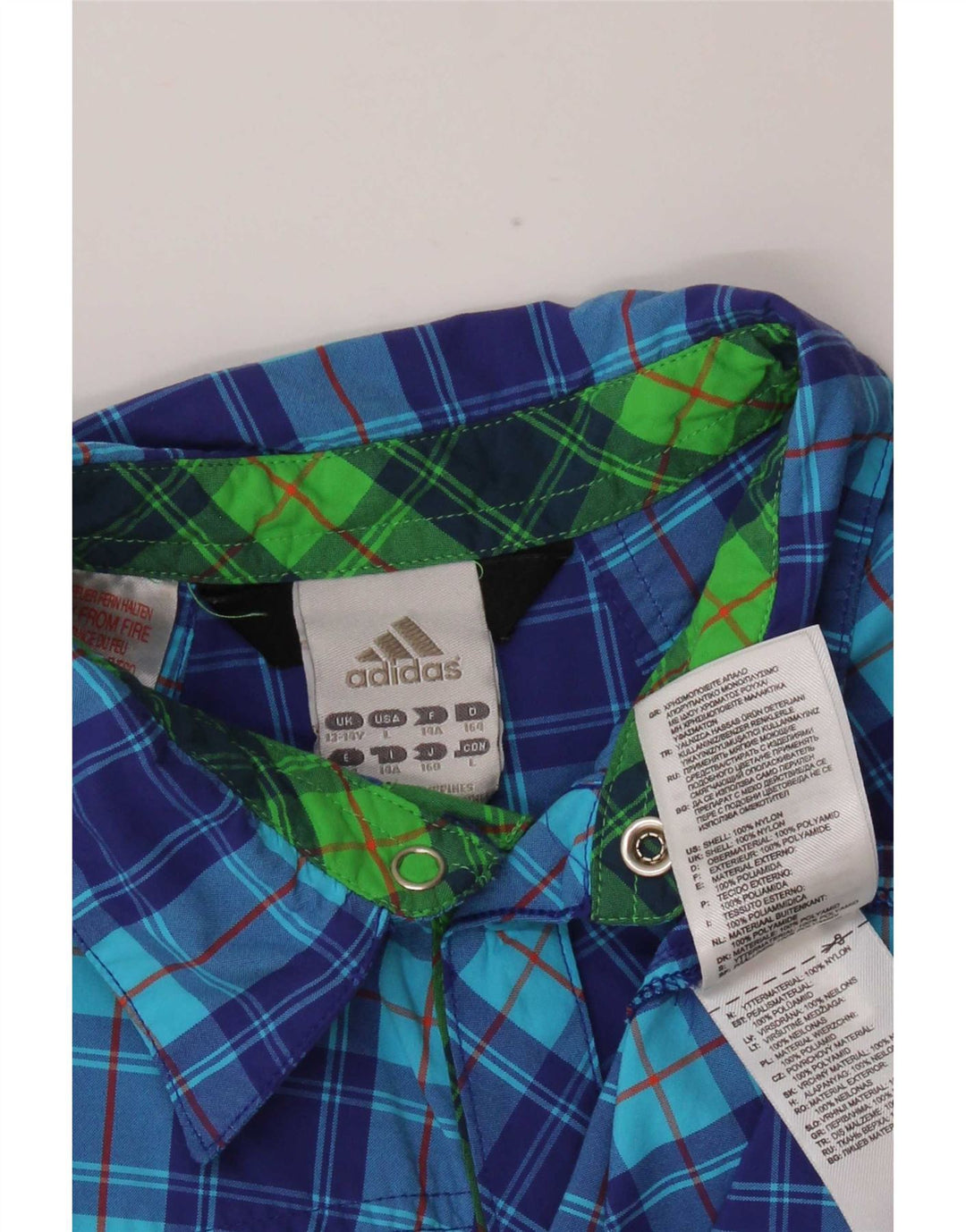 Adidas drenge kortærmet skjorte 13-14 år blå ternet nylon