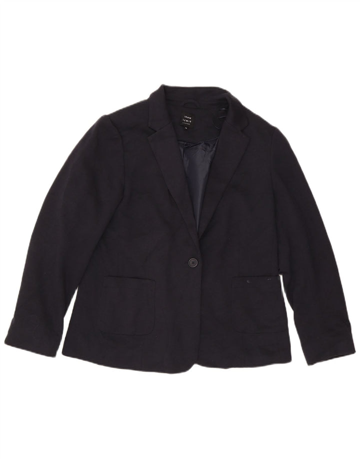 John Lewis Dame 1 Knap Blazer Jacket UK 14 Medium Navy Blue Polyester