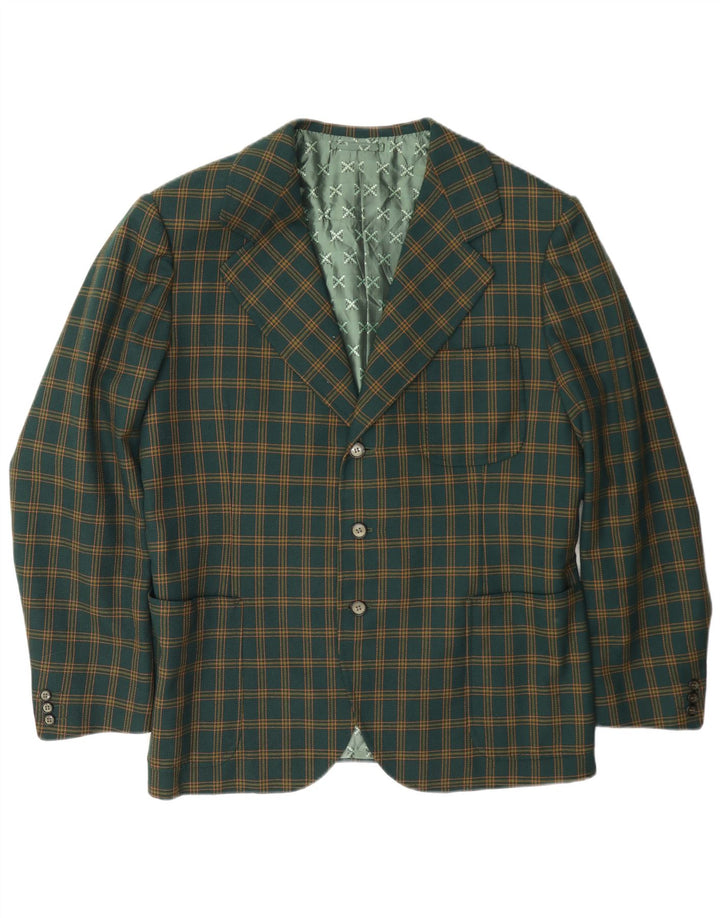 Vintage herre 3-knaps blazerjakke UK 38 Medium Green Check