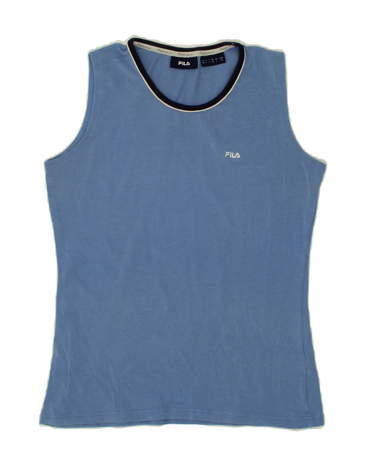 FILA Womens Vest Top UK 14 Medium Blue Cotton Vintage Fila and Second-Hand Fila from Messina Hembry 