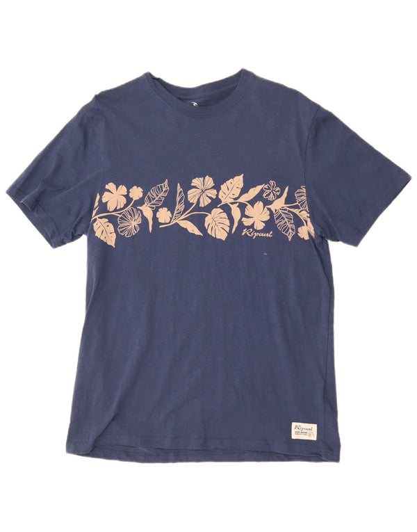 Rip Curl Herre Standard Fit Grafisk T-Shirt Top Stor Blå Blomster Bomuld