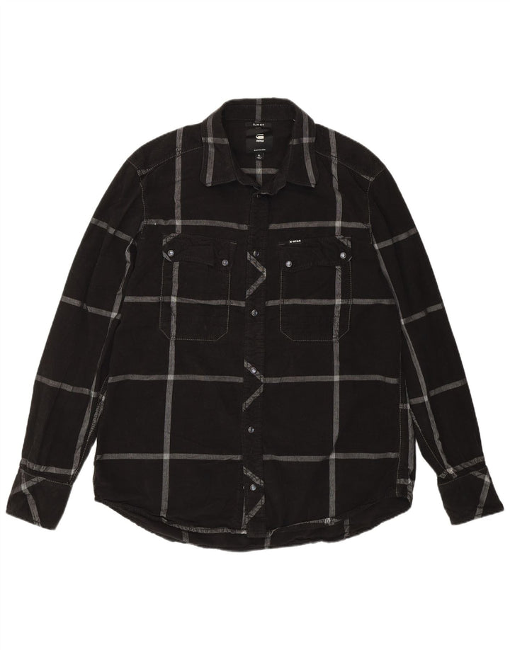 G-Star Herre fløjlsskjorte XL sort ternet bomuld