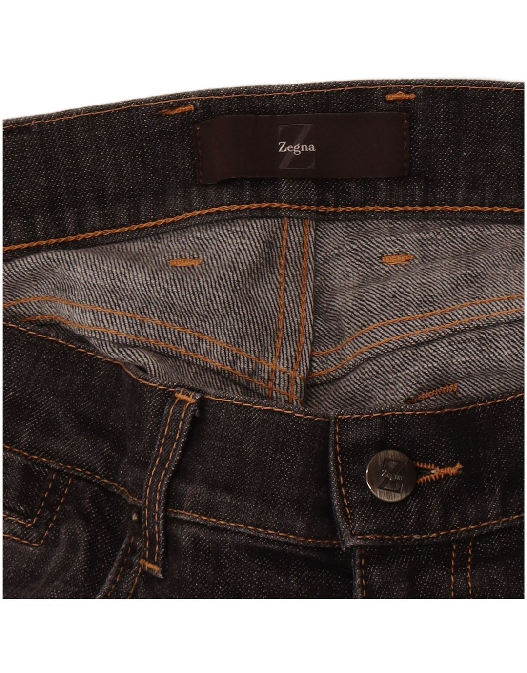 Zegna Herre Regular Rise Classic Fit Straight Jeans W33 L30 Grå Klassisk