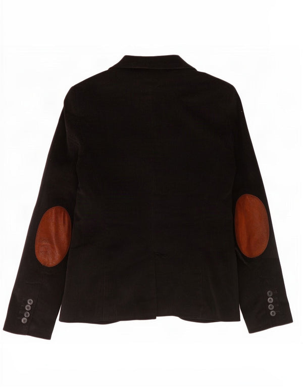 Zara Dame 1-knap Corduroy Blazer Jacket UK 12 Medium Sort Bomuld
