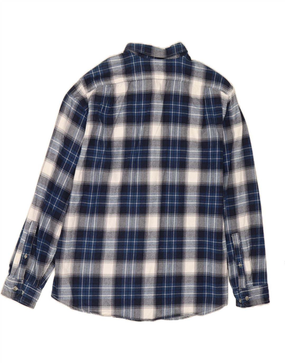 EDDIE BAUER Mens Relaxed Fit Flannel Shirt Medium Navy Blue Check Cotton Vintage Eddie Bauer and Second-Hand Eddie Bauer from Messina Hembry 