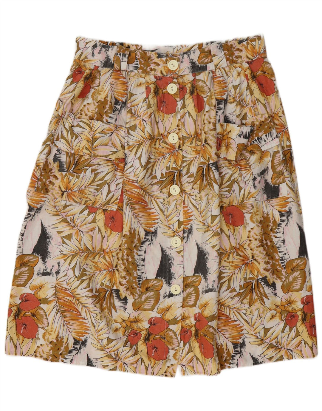 VINTAGE A-line nederdel til kvinder W34 Stor flerfarvet blomster