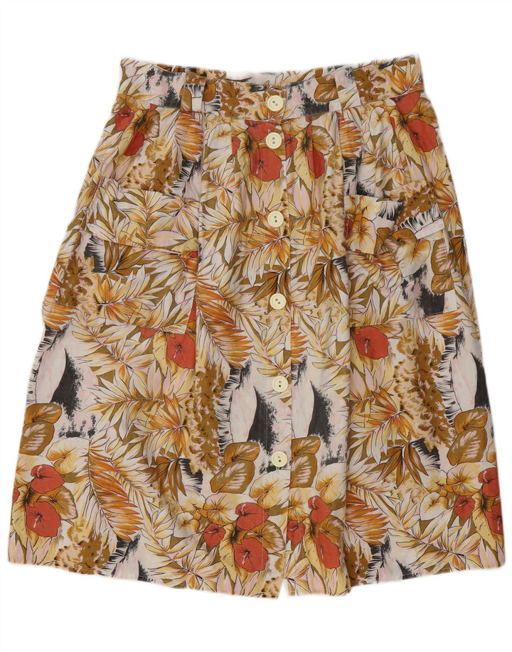 VINTAGE A-line nederdel til kvinder W34 Stor flerfarvet blomster