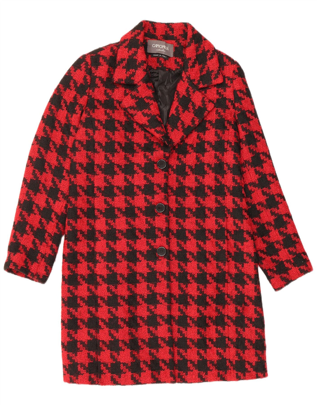 CAMOMILLA Dameoverfrakke IT 44 Medium Red Houndstooth Polyester