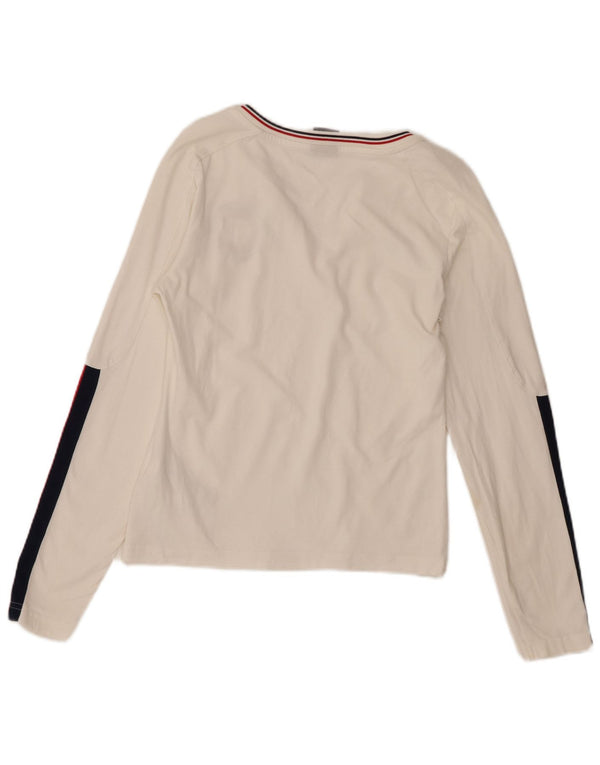 Nike Womens Crop Grafisk Top Langærmet UK 10/12 Medium White Colourblock
