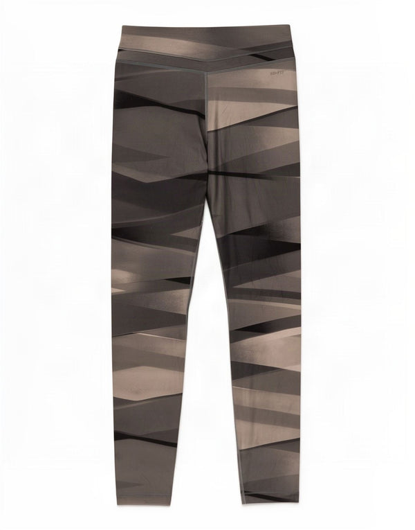 Nike Womens Dri Fit Leggings UK 12 Medium Grey Geometric Polyester