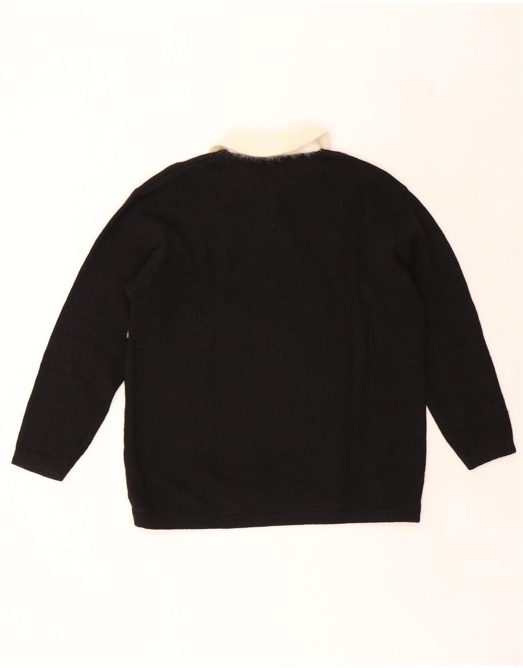 CECILIA BENETTI Dame Polo Neck Jumper Sweater UK 14 Medium Black Floral