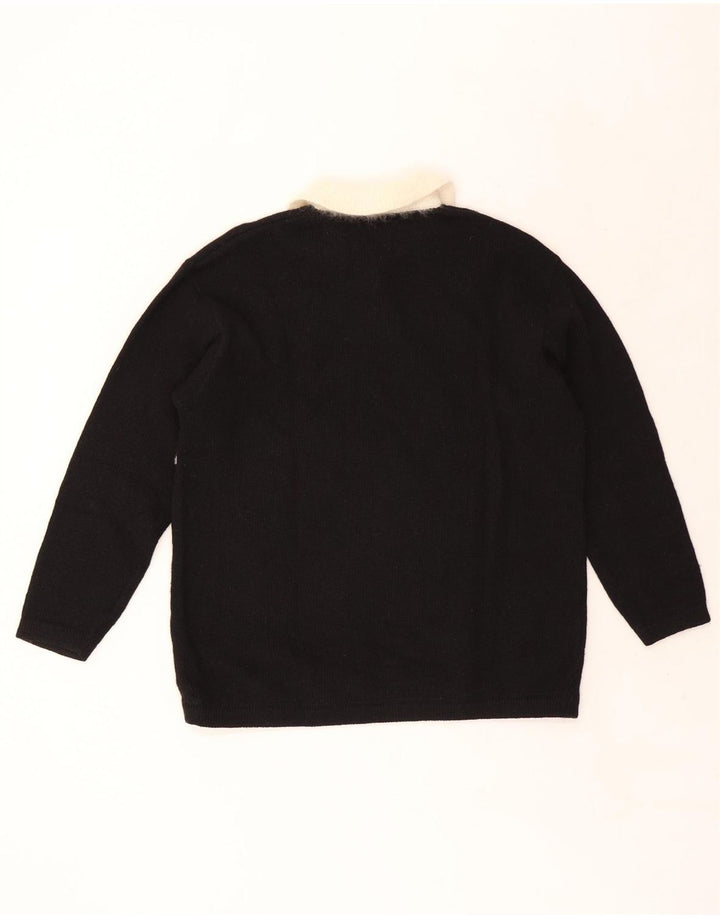 CECILIA BENETTI Dame Polo Neck Jumper Sweater UK 14 Medium Black Floral