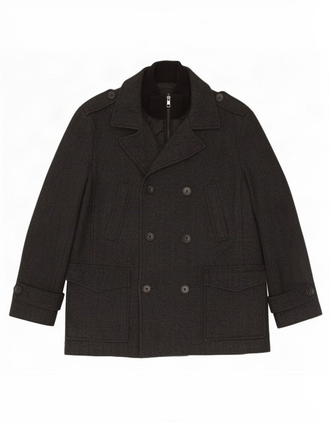 Calvin Klein Herre Pea Coat UK 40 Large Grey Sildebensuld