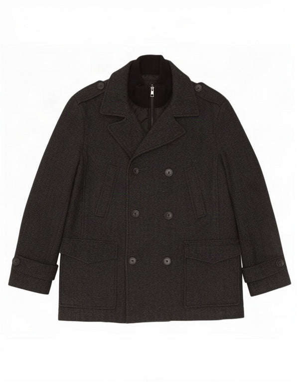Calvin Klein Herre Pea Coat UK 40 Large Grey Sildebensuld