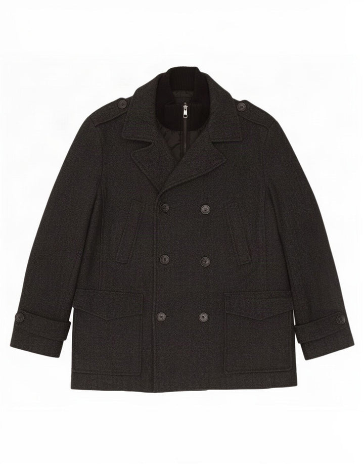 Calvin Klein Herre Pea Coat UK 40 Large Grey Sildebensuld