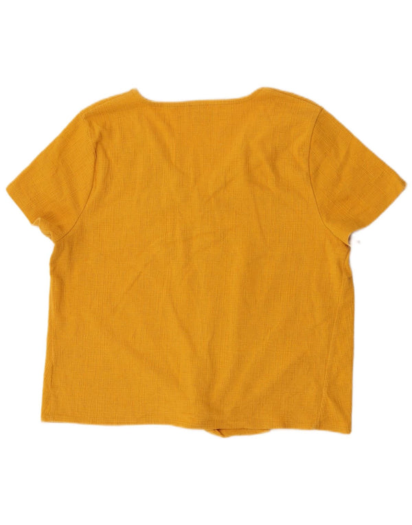 J. Crew Womens Front Tie Bluse Top UK 18 XL Gul Bomuld
