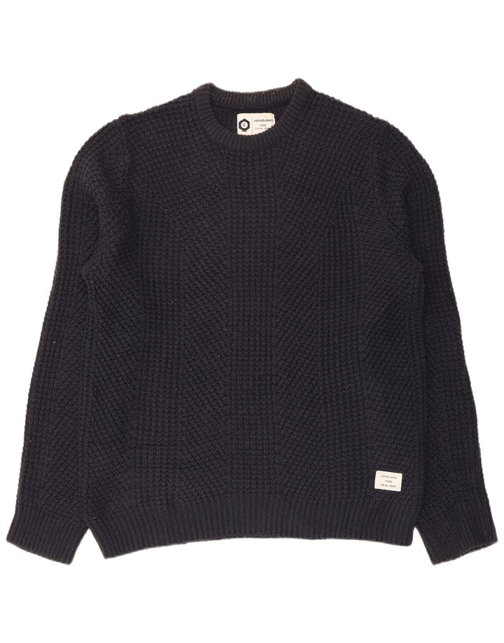 JACK & JONES Herre sweater med rund hals, stor marineblå bomuld