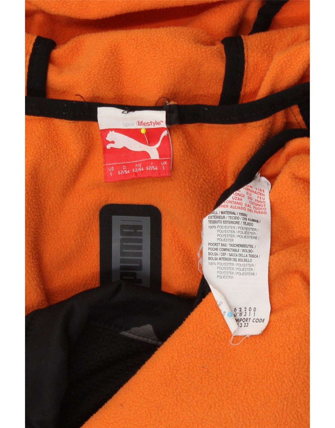 Puma Herre Hooded Windbreaker Jacket UK 40 Stor Sort Geometrisk Polyester