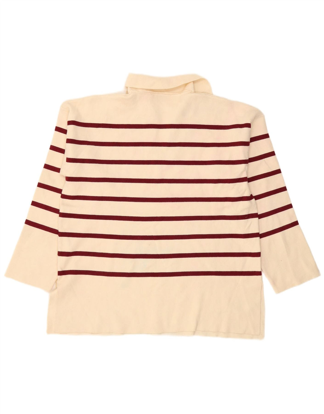 Zara langærmet oversized poloshirt til kvinder DK 14 Medium Off White stribet