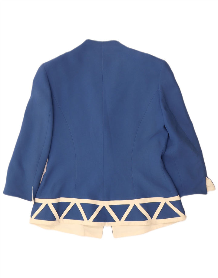 Gattinoni Dame 3/4 ærmer 1 knap blazerjakke IT 48 XL Blå Geometrisk