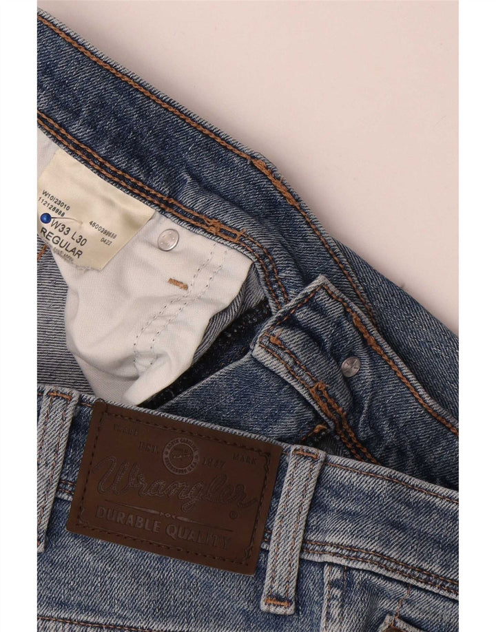 Wrangler Herre Regular Straight Jeans W33 L30 Blå Bomuld
