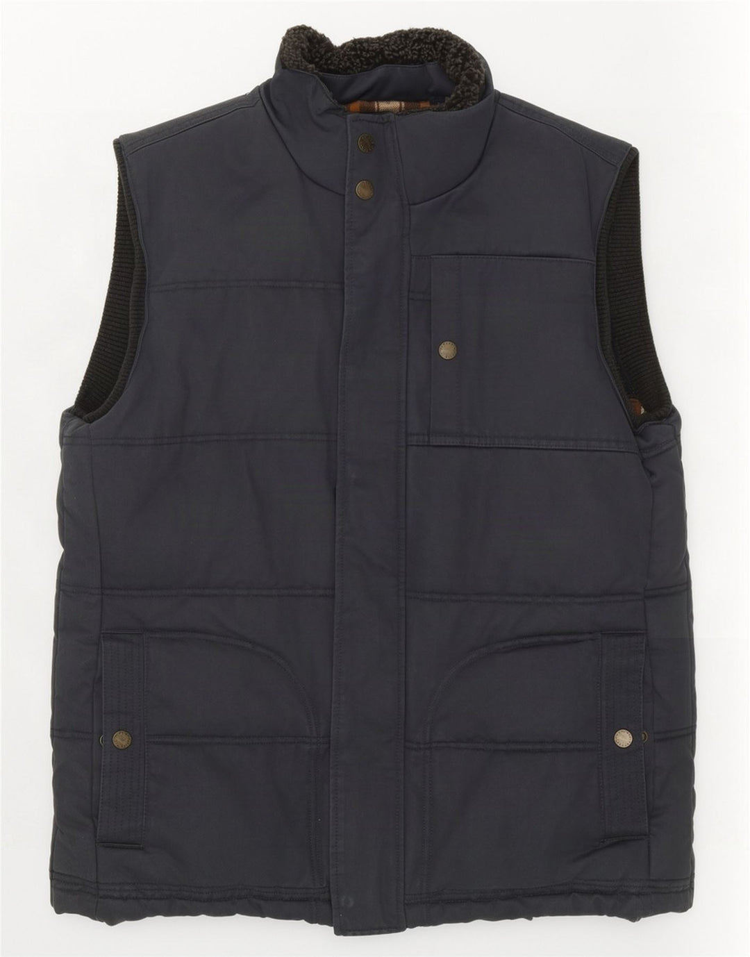 Fat Face Herre Polstret Gilet UK 38 Medium Navy Blue Bomuld