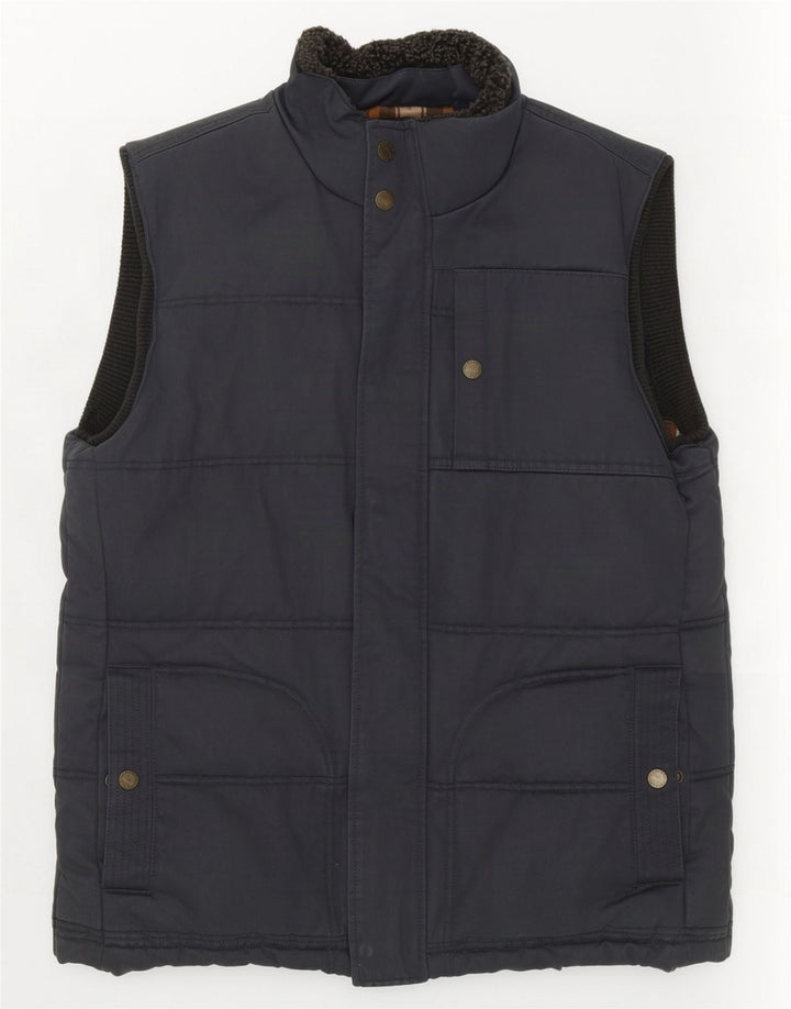 Fat Face Herre Polstret Gilet UK 38 Medium Navy Blue Bomuld
