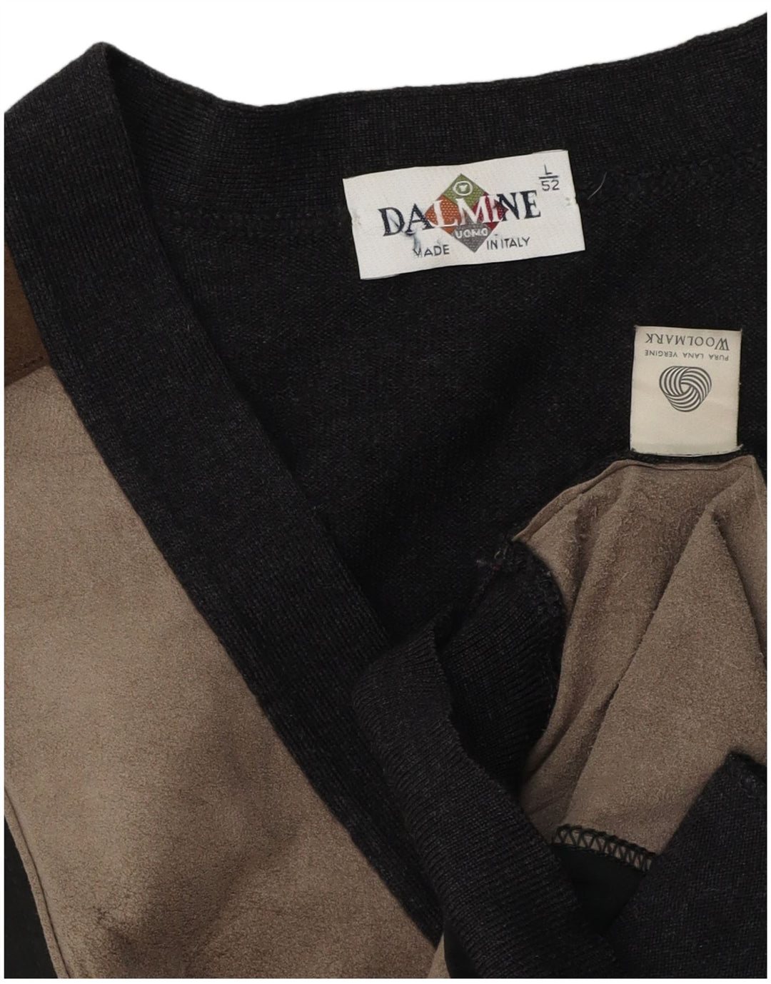 DALMINE Herre Ruskind Cardigan Sweater IT 52 Stor Grå Colourblock