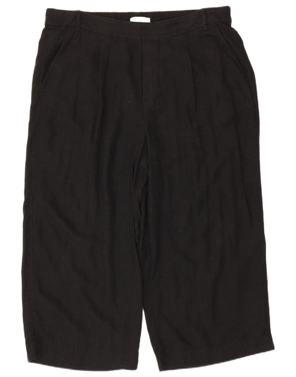 Marks & Spencer Dame Capri Bukser UK 18 XL W38 L23 Sort hør