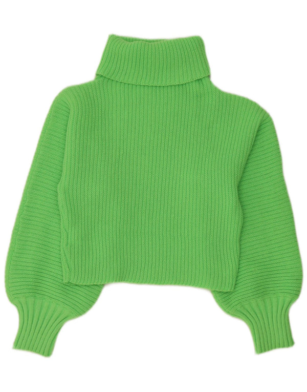 SHEIN Dame Crop Roll Neck sweater UK 12 Medium Green Polyester