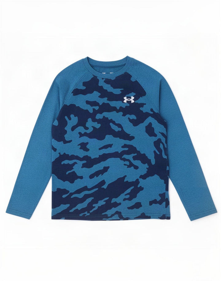 Under Armour Boys Top Langærmet 9-10 år Medium Blue Camouflage