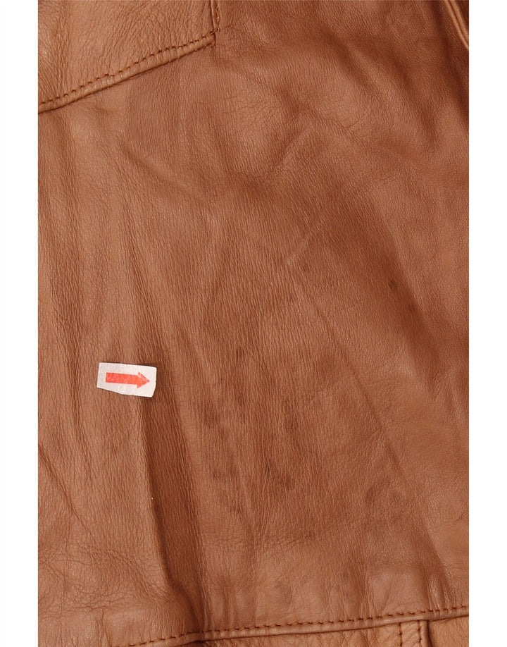 VINTAGE Military Læderjakke til mænd UK 44 2XL brunt læder