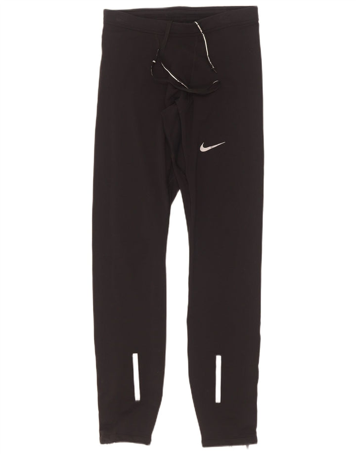 Nike Dame Dri Fit Leggings UK 12 Medium Sort Nylon