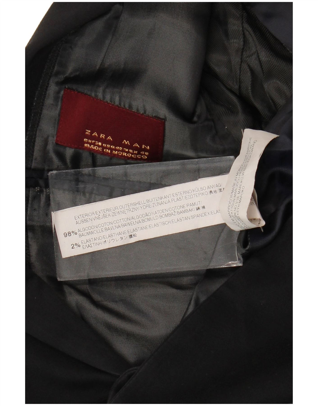 Zara Herre 2-knaps blazerjakke EU 50 Medium Sort Bomuld