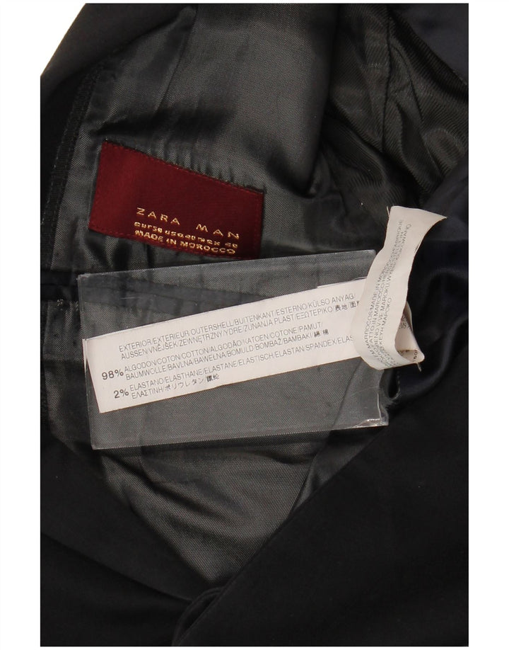 Zara Herre 2-knaps blazerjakke EU 50 Medium Sort Bomuld
