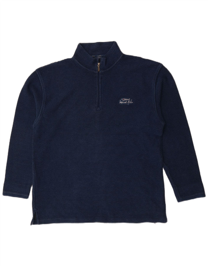 Weird Fish Herre Zip Neck Sweatshirt Jumper 2XL Navy Blue Bomuld