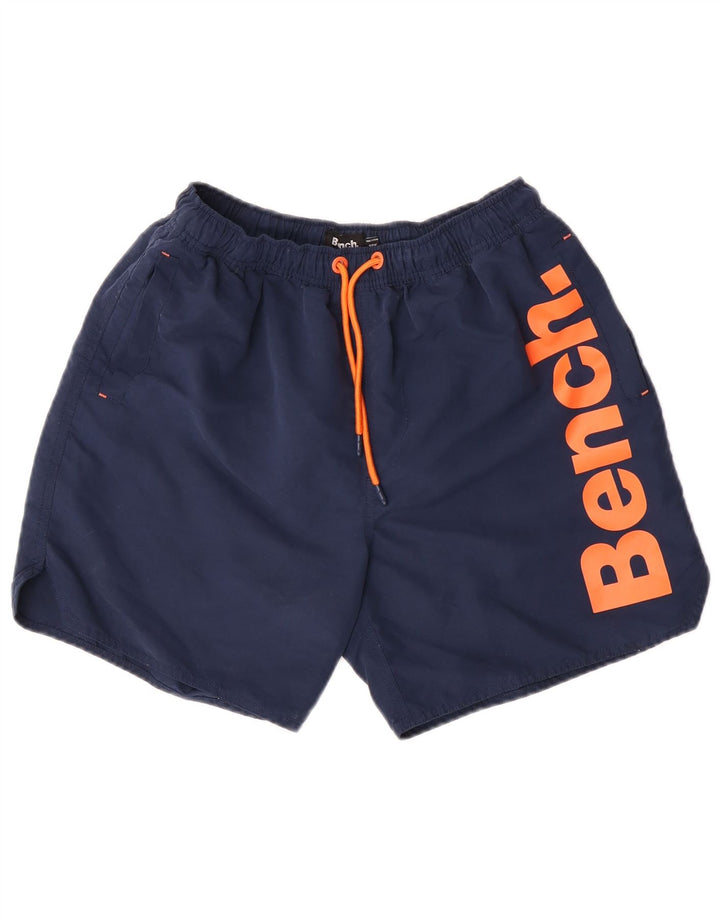 Bænk Herre grafiske svømmeshorts Medium Navyblå Polyester
