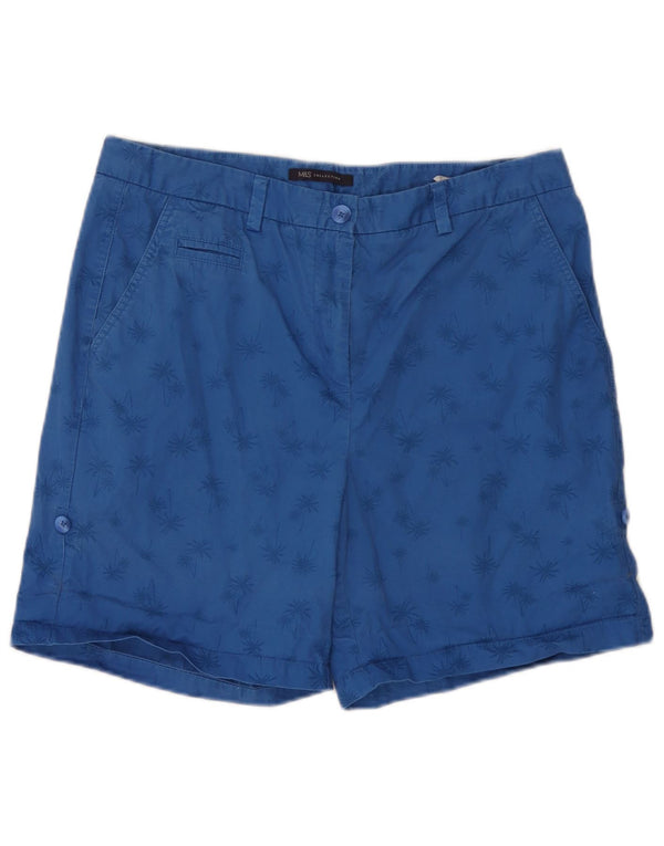 Marks & Spencer Chino Shorts til kvinder UK 14 Large W34 Blue Cotton Hawaiian