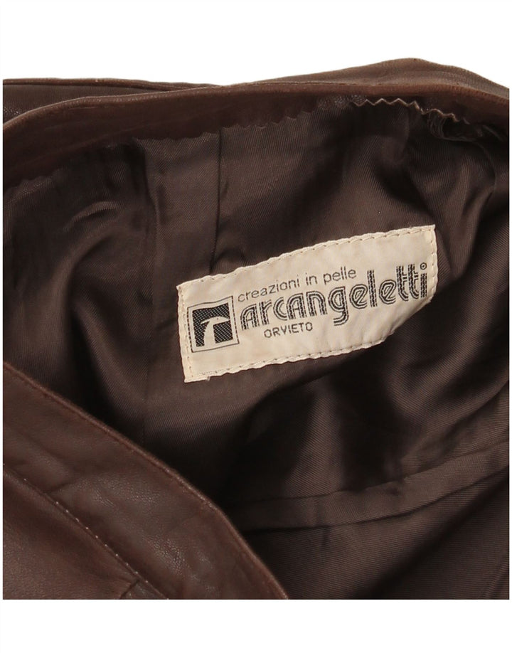 Vintage lædernederdel til kvinder W28 medium brunt læder