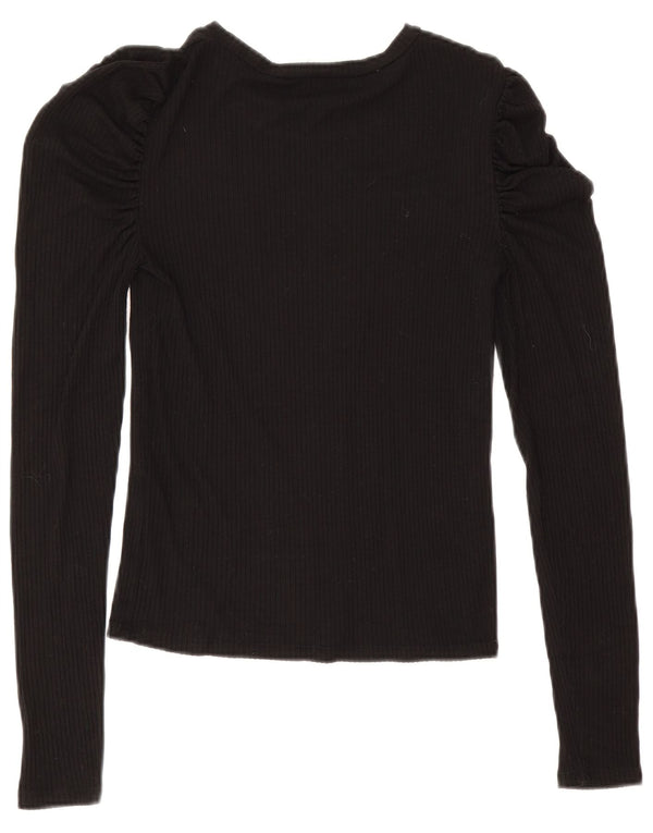 Zara Dame Langærmet Bluse Top UK 12 Medium Black