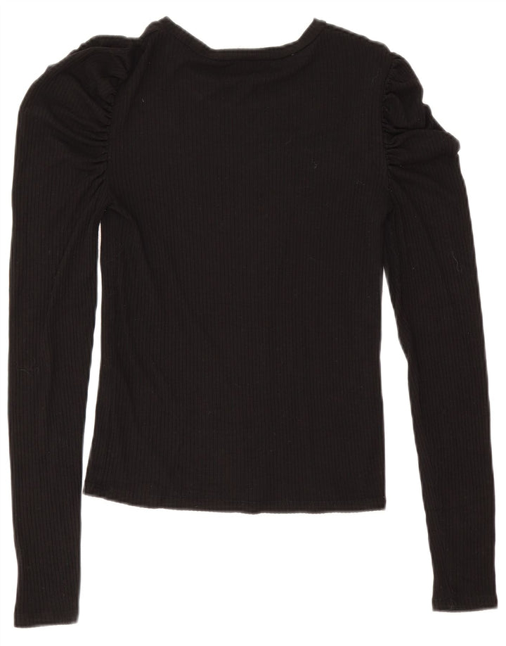 Zara Dame Langærmet Bluse Top UK 12 Medium Black