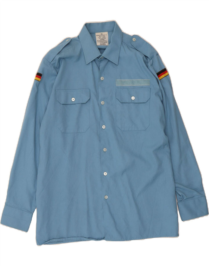 VINTAGE Mens Shirt Szie 41/42 Large Blue Viscose Vintage Vintage and Second-Hand Vintage from Messina Hembry 
