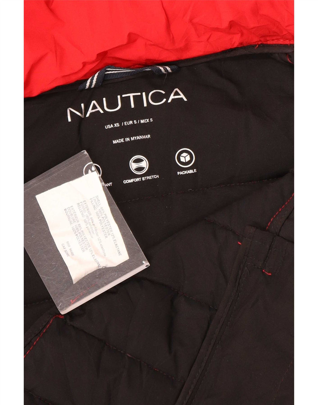 Nautica Polstret hættejakke til kvinder UK 6 XS Rød polyester