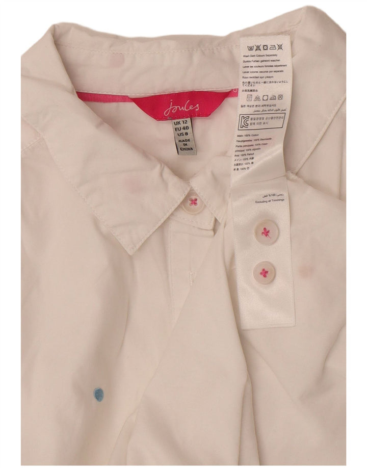 Joules Dame Pullover Shirt UK 12 Medium White Polka Dot Bomuld