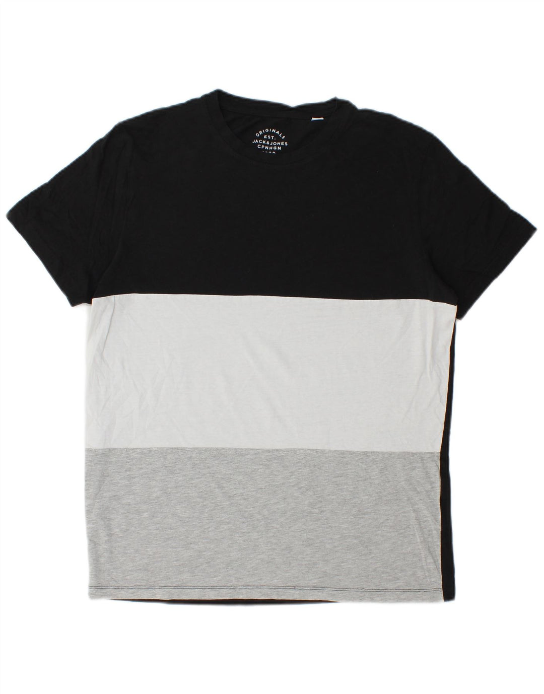 Jack & Jones Herre T-Shirt Top Stor Sort Colourblock