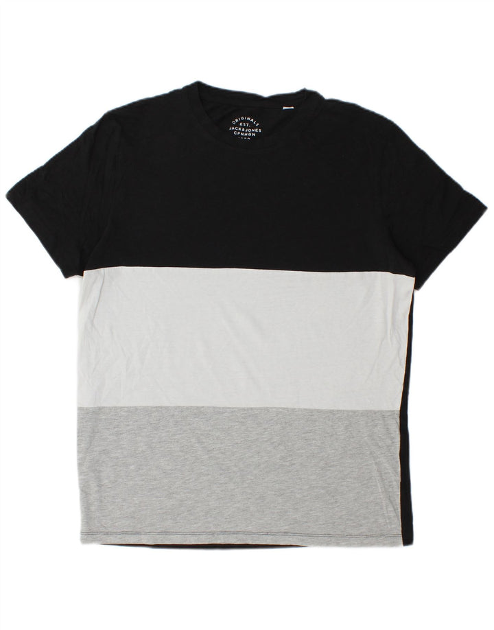 Jack & Jones Herre T-Shirt Top Stor Sort Colourblock