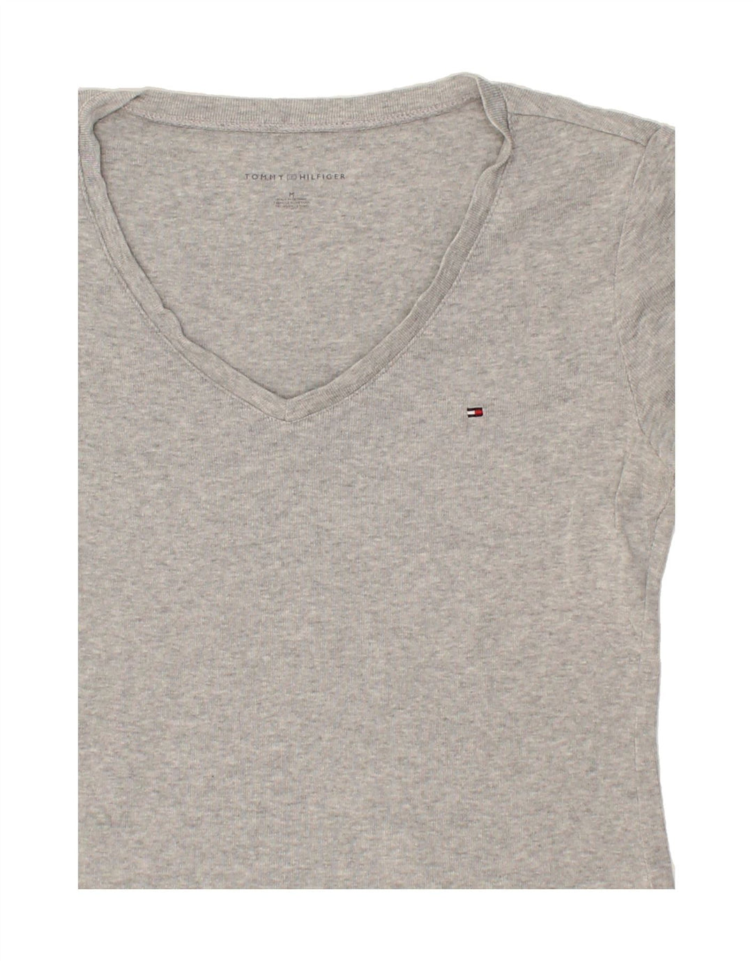 TOMMY HILFIGER Womens T-Shirt Top UK 12 Medium Grey Cotton Vintage Tommy Hilfiger and Second-Hand Tommy Hilfiger from Messina Hembry 
