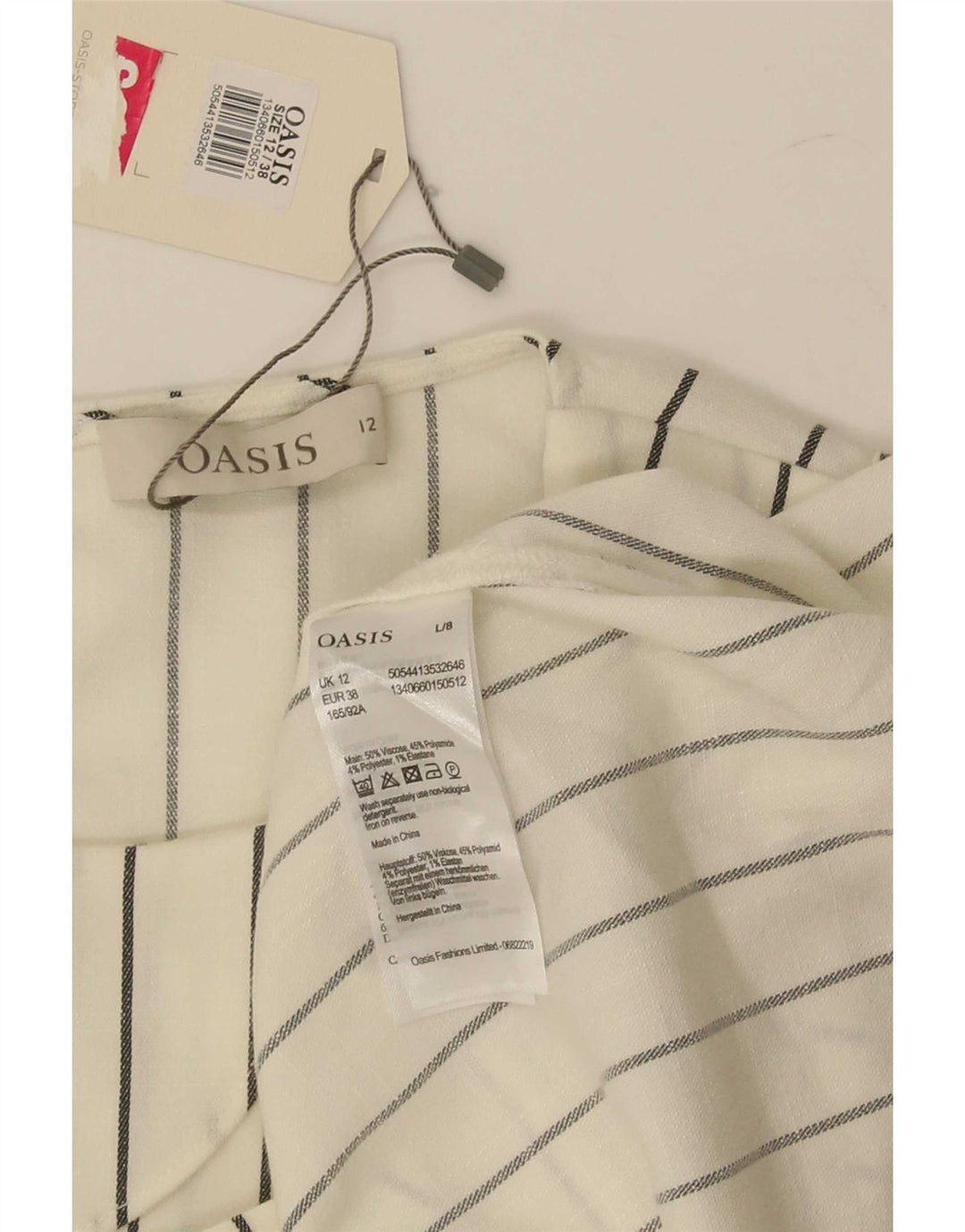 Oasis Dame ærmeløs bluse Top UK 12 Medium Off White Viscose